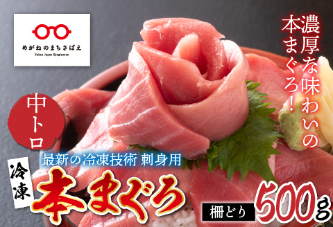 【刺身用】本マグロ 中トロ 500g（柵どり）【最新の冷凍技術】 500g