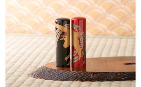 彫り士と蒔絵士の技術の融合『蒔絵印鑑18mm（鳳凰・昇龍）』 朱色　鳳凰