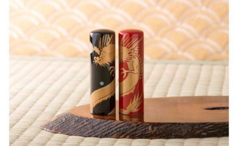 彫り士と蒔絵士の技術の融合『蒔絵印鑑18mm（鳳凰・昇龍）』 朱色　昇龍