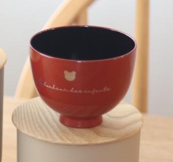 【unilaque.】子供茶碗 クマ 朱