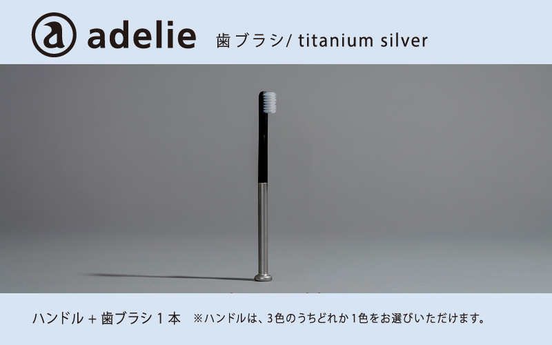 adelie 歯ブラシセット (ハンドル1本＋替え歯ブラシ1個)　チタンシルバー チタンシルバー