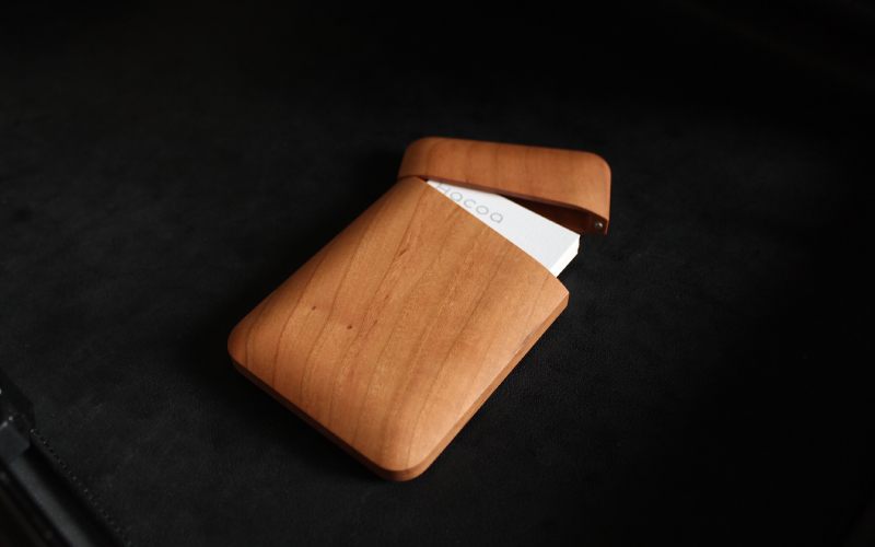 【Hacoa】おしゃれで美しいデザインの木製名刺入れ チェリー「Card Case Gentle」 チェリー