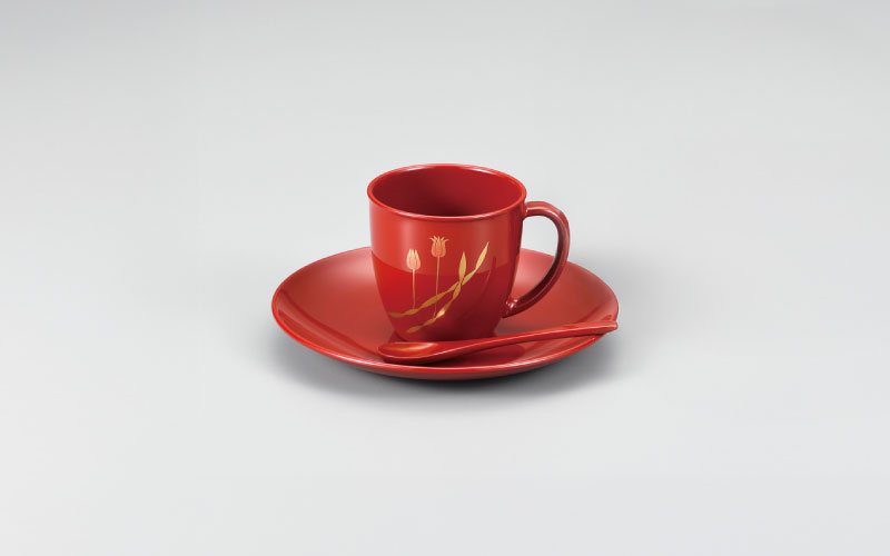 越前漆器 チューリップ珈琲カップ &ソーサ