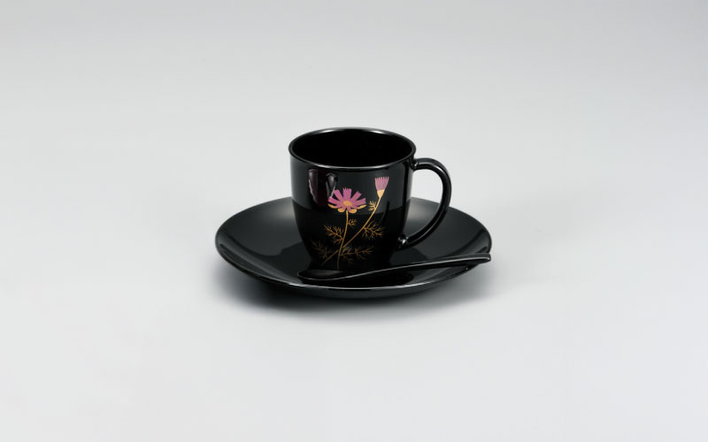 越前漆器 コスモス珈琲カップ&ソーサ