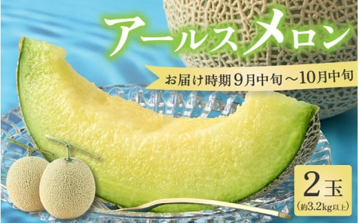 【先行予約】秋 アールスメロン 2玉（約1.6kg以上×2玉）青肉品種 高級メロン！ ／ マスクメロン 大玉 果物 フルーツ ギフト 農家直送 ※2026年9月中旬以降発送 [aw065-a009]