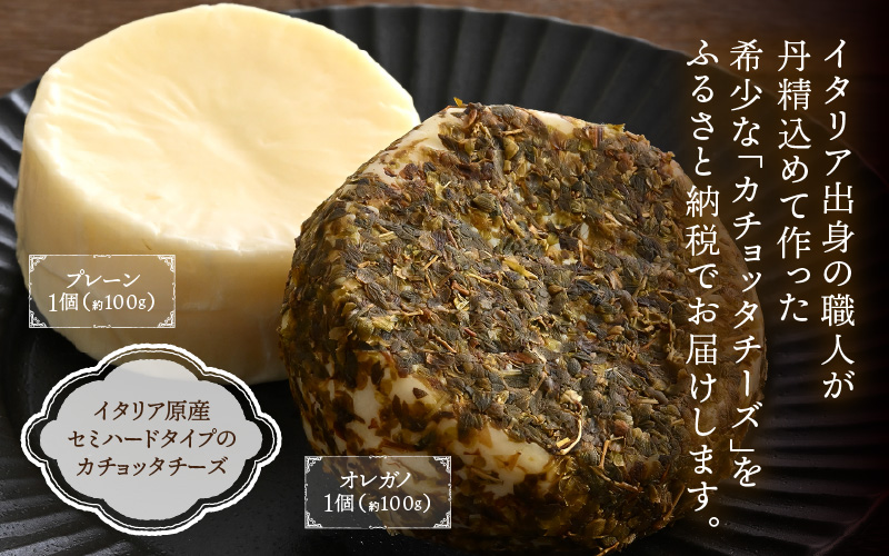 100％県産生乳！イタリア出身の職人が作るカチョッタチーズ2種（プレーン、オレガノ） [aw128-a001]