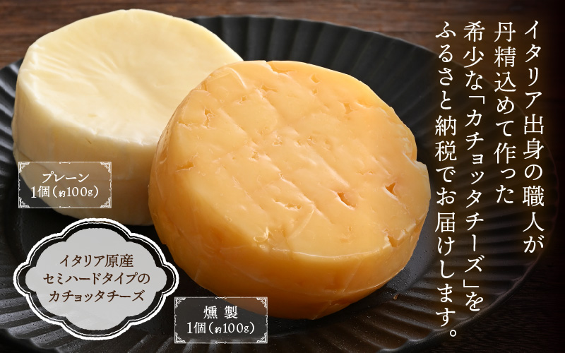 100％県産生乳！イタリア出身の職人が作るカチョッタチーズ2種（プレーン、燻製） [aw128-a005]