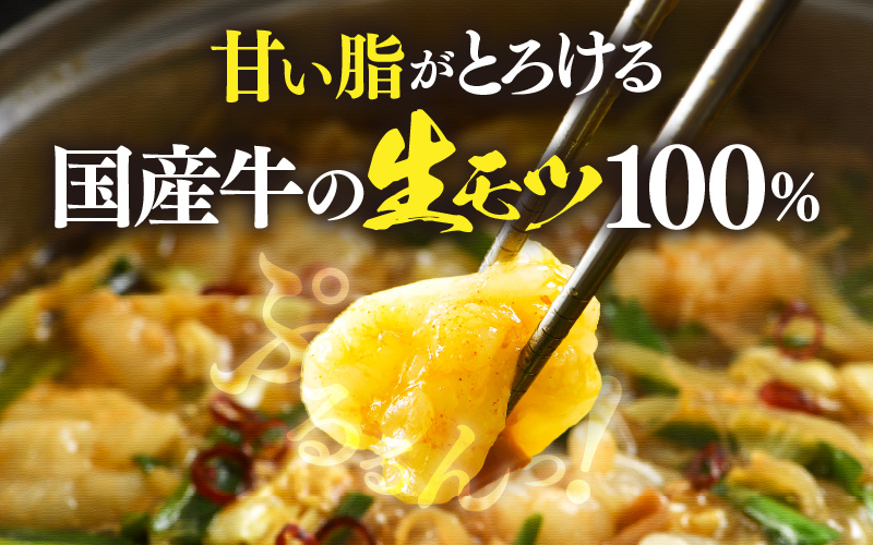 ぷるるんもつ鍋セット 中華麺付き！（約2～3人前）みそ味 越前のホルモン屋 国産牛 / 味噌 モツ鍋 小腸 ホルモン 鍋 国産 国産牛 牛ホルモン おつまみ 冷凍 お試しセット やみつき 人気 キャンプ アウトドア [aw001-a010]