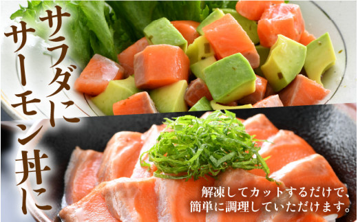 《定期便6回》ふくいサーモン 柵どり 150g×4パック 計600g ＜鮮度抜群！真空冷凍＞ ／ 生食OK 刺身 鮭 国産 [aw002-k001]