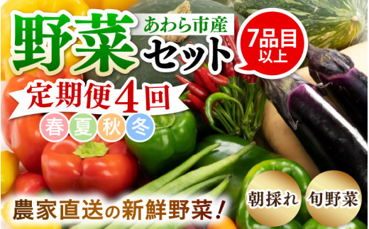 ＜定期便 4回＞ 新鮮野菜セット 1箱 7品目以上 【春 夏 秋 冬 発送】 [aw028-b001]