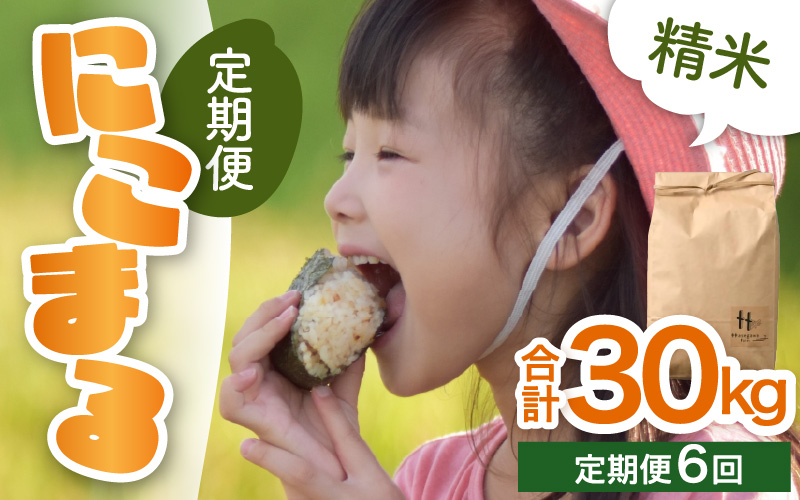 【令和7年産 新米】定期便《6ヶ月連続お届け》精米 にこまる 5kg（計30kg）＜低農薬栽培＞ ／ 高品質 鮮度抜群 福井県 あわら市産 ブランド米 白米 お米 米 [aw066-f001]