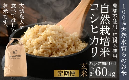 【先行予約】【令和8年産 新米】【定期便12回】伊与衛門農園の自然栽培コシヒカリ玄米 5kg×12回 伊与衛門農園の特別栽培米 ＜温度と湿度を常時管理し新鮮米を出荷！＞ / 米 自然の力 高品質 鮮度抜群 ブランド米 福井県 あわら市産 スマート農業 ※2026年10月下旬より順次発送予定 [aw071-o003]