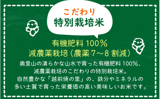新米 令和7年産 米 定期便 ≪6ヶ月連続お届け≫ 特別栽培米 コシヒカリ 10kg × 6回 福井県産米（有機肥料100% 農薬7割減）【人気品種 こしひかり 計60キロ】 [e10-o002]