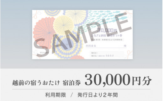 宿泊券 越前の宿 うおたけ（ 30,000円分 ）【温泉 旅行 利用券 宿泊 温泉宿 2年間有効期限】 [e65-j001]