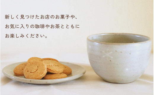 【越前焼】風来窯 雪イッチン紋 お皿とカップ「くつろぎのうつわ」【福井県 伝統工芸品 マグカップ さら 可愛い 伝統工芸士 陶器 陶磁器 湯呑み 小皿】 [e25-b016]