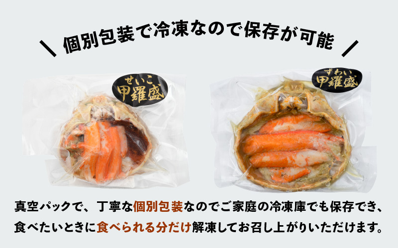 蟹の食べ比べ「越前産ずわいがに × 4パック せいこがに（越前がに） × 6パック」甲羅盛り セット 福井網元漁師が厳選！【ずわいがに 雄 雌】【越前がに セコガニ カニ むき身 お取り寄せ グルメ】 [e15-e002]