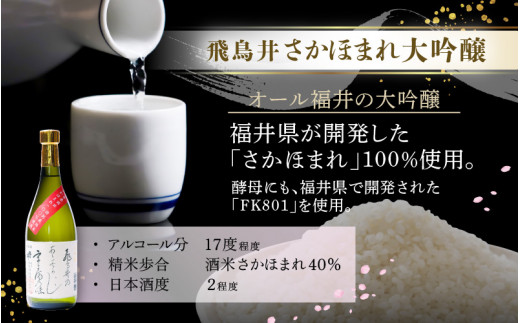 【先行予約】 越前の地酒 春 四季の日本酒飲み比べ 720ml × 2本 江戸時代より創業 飛鳥井（あすかい）のお酒 【2026年3月より順次発送】 【酒 地酒 セット 純米酒 さかほまれ 大吟醸 プレゼント ギフト 贈答 福井県 家飲み 】 [e19-a023]