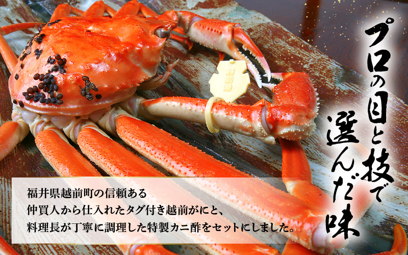≪茹で≫越前がに大（タグ付き）1杯（生で1kg以上）カニ酢90cc付 板前特製手仕込み 食べ方しおり付き【雄 ズワイガニ かに カニ 蟹 越前ガニ 姿 ボイル 冷蔵 福井県】【3月発送分】希望日指定可 備考欄に電話番号をご記入ください [e29-x002【】03]