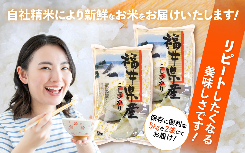 令和7年産 新米 米 10kg（5kg×2袋）精米 コシヒカリ 福井県産《14日以内に出荷予定》【白米 5キロ 10キロ こしひかり お米 人気品種 産地直送 新生活 kome】 [e66-b002]