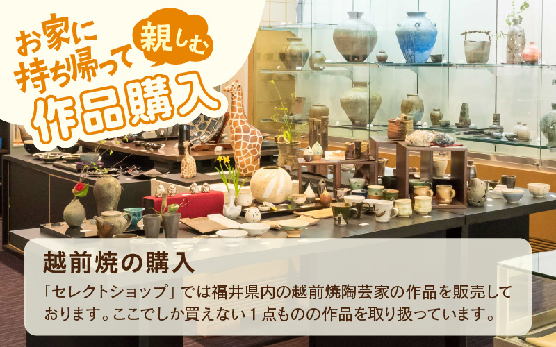 利用券 30,000円分 福井県陶芸館『 見て作って！使って親しむ！［越前焼］』【体験 陶芸 越前焼き 陶器 制作 電動ろくろ 手ひねり 絵つけ 茶 抹茶 茶苑 茶碗 カップ 皿 ご飯茶碗 陶芸教室 資料館 バーベキュー BBQ】 [e69-j001]