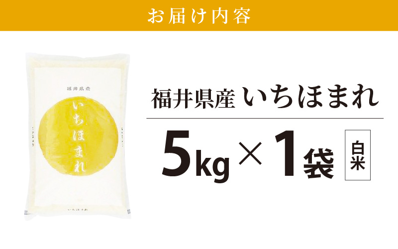 【新米】 令和7年産「福井県ブランド米」 特A通算6回獲得！お米 いちほまれ 5kg 福井県産【白米】【お米 5キロ 精米 人気品種】 [e30-b015]
