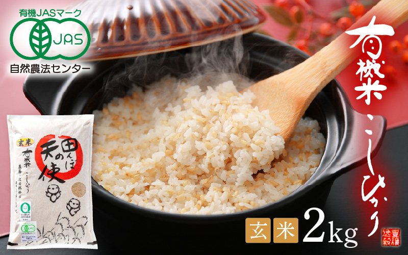 令和7年産 有機JAS 米 越前コシヒカリ 2kg 福井県産【玄米】【有機栽培 JAS認証 人気品種 こしひかり 2キロ】 [e10-a020]