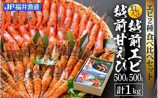福井漁連 エビ2種 食べ比べセット 計1kg！「幻のエビ」越前えび500g & 越前甘エビ500g [e12-b009]