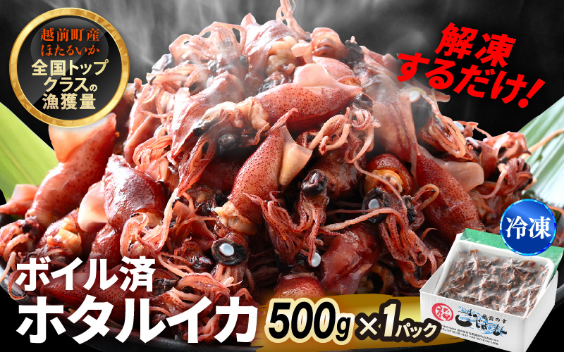解凍するだけ ! 越前町産 ボイル済 ホタルイカ 500g 急速凍結 冷凍 ほたるいか 全国トップクラスの漁獲量【茹で ボイル 日本海 いか イカ 烏賊 福井県 魚介 海鮮 惣菜 さかな おつまみ 酒の肴 お取り寄せ グルメ 宅飲み 小分け 日常使い 5000円以下 買い回り】 [e15-a052]