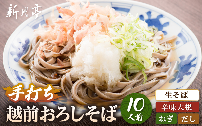 冷蔵 越前おろしそば 10人前（辛味大根・ねぎ・だし付き）生蕎麦（保存料・防腐剤・添加物不使用）【ソバ 麺 年末 年越し ざるそば】【お届け希望日指定可能】美味しいそばのゆで方ポイント付 [e21-b001]