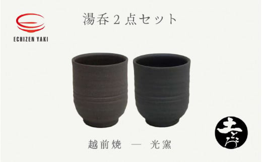 【越前焼】土ごころ 湯呑 2点セット 光窯【お茶 酒 コップ カップ マグカップ 食器  ギフト うつわ 電子レンジ 食洗機 現代の名工 工芸品 陶器】 [e25-a038]