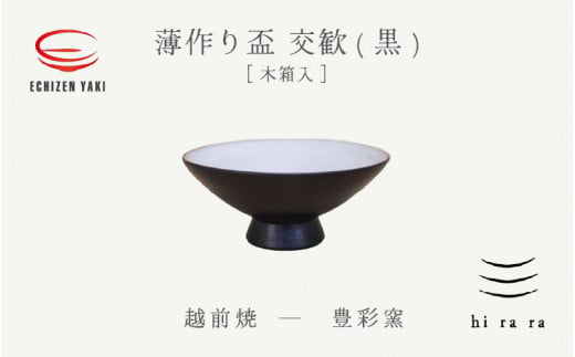 【越前焼】薄作りの盃 hi ra ra 交歓(黒) 木 豊彩窯【酒盃 杯 酒 コップ カップ マグカップ 食器 ギフト うつわ 電子レンジ 食洗機  工芸品 陶芸作家 陶器 】 [e25-a043]