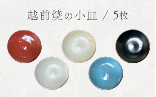 【越前焼】小皿 5枚セット 洗心窯 【豆皿 丸皿 5色 食器 うつわ お皿 色 シンプル 収納 おしゃれ 可愛い ハンドメイド 陶器】 [e48-a006]