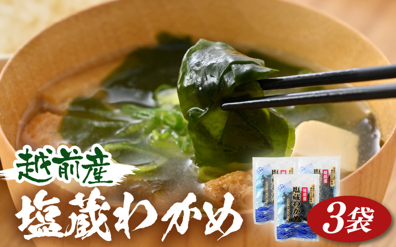 『天然物わかめ』 肉厚 福井県産わかめ 3袋（180g × 3袋）【湯通し 塩蔵 生わかめ 国産わかめ ワカメ 海藻 スープ 鍋 サラダ 刺身 酢のもの】 [e80-a003]