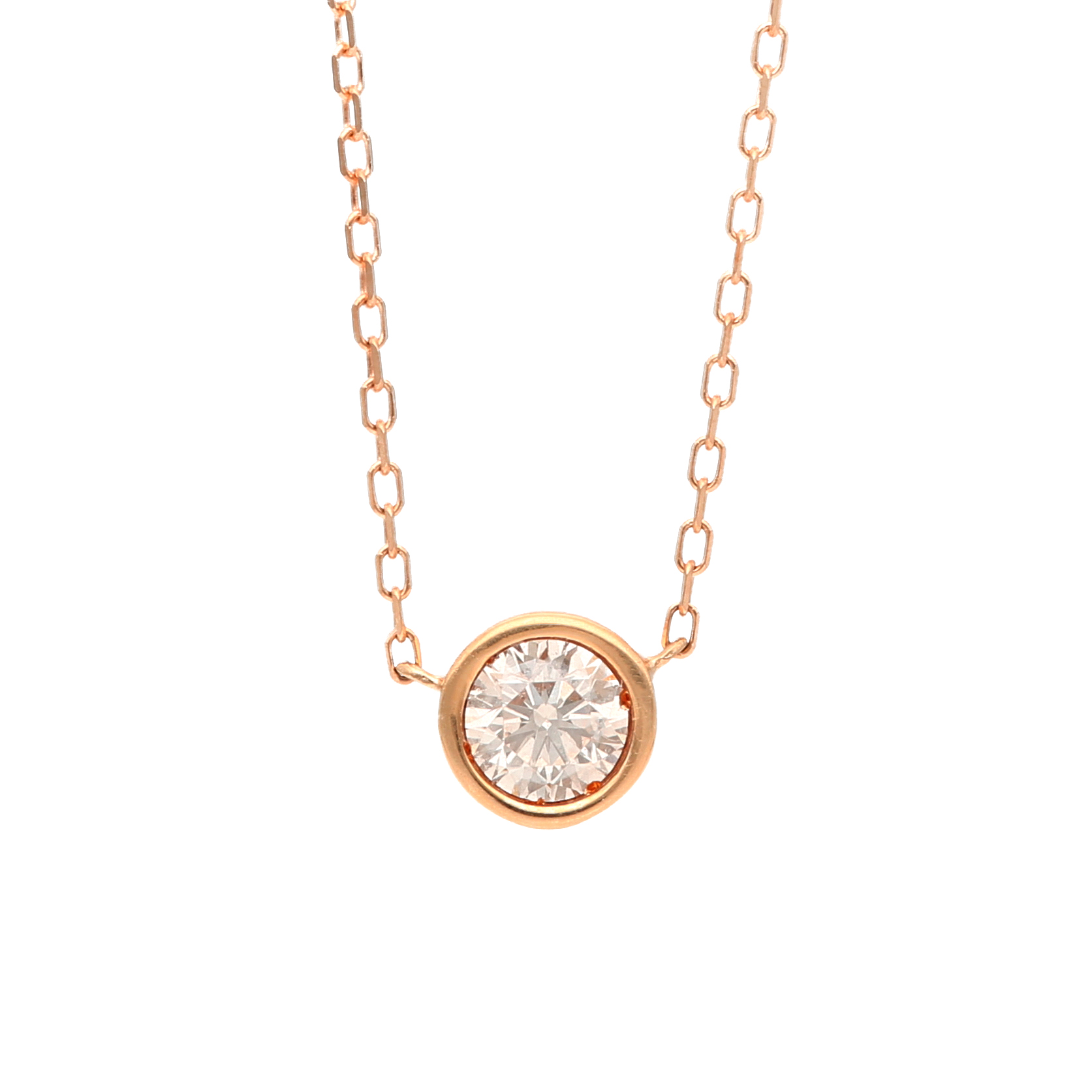 〈 甲府ジュエリー 〉K18ピンクゴールド シンプルダイヤモンドネックレス(0.3ct)60-8953