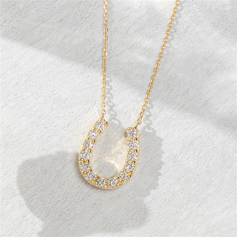 〈 甲府ジュエリー 〉K18イエローゴールド　馬蹄ダイヤモンドネックレス(0.32ct)63-8553