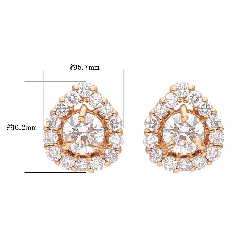 〈 甲府ジュエリー 〉K18ピンクゴールド ドロップデザインダイヤピアス 0.34ct 43-6283