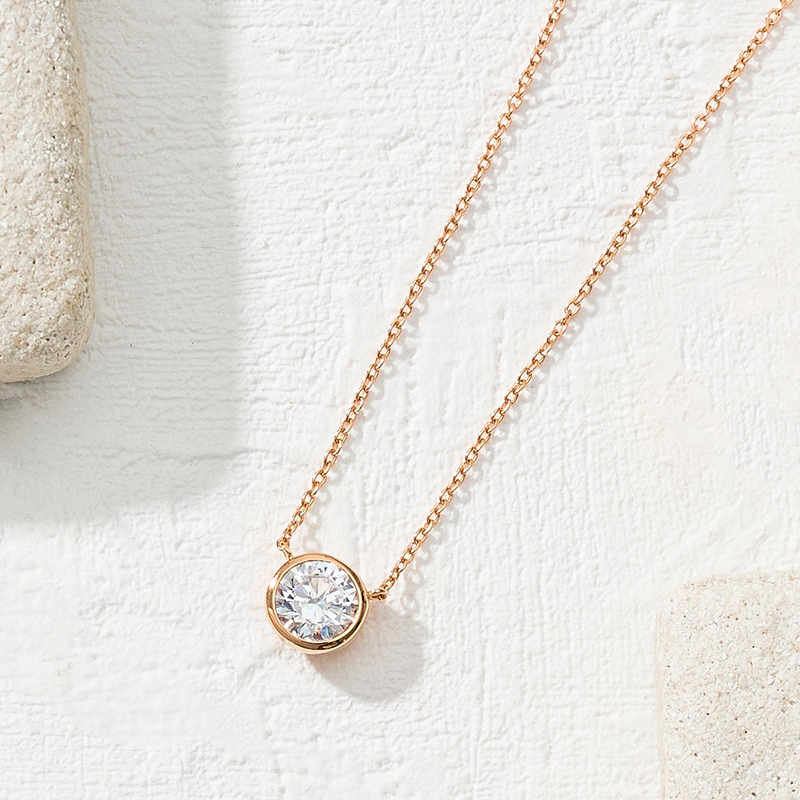 〈 甲府ジュエリー 〉K18PG シンプルダイヤモンドネックレス(1.0ct)　60-9581