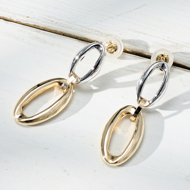 ＜ 甲府ジュエリー ＞K18/プラチナ コンビデザインピアス 43-6294