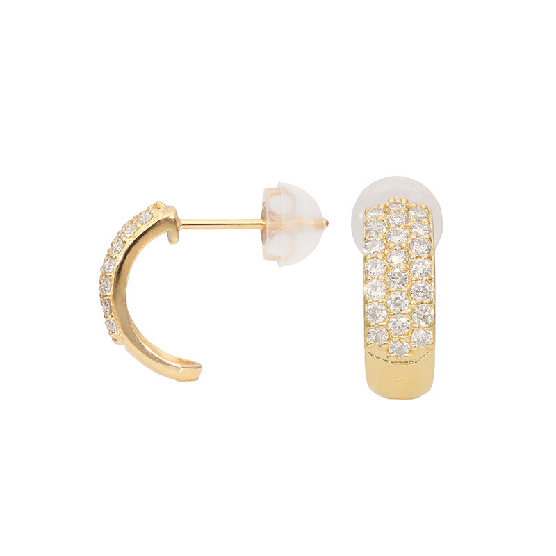 〈 甲府ジュエリー 〉K18 0.3ctパヴェスタッドピアス 43-6334