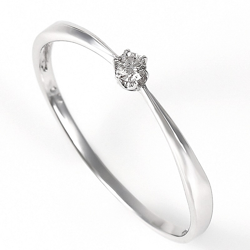 ＜ 甲府ジュエリー ＞シンプル　6本爪Ｋ10ＷＧダイヤモンドリング　R894DI-2