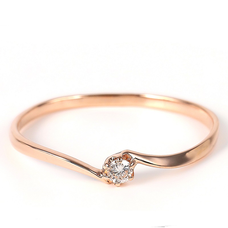 ＜ 甲府ジュエリー ＞細身0.04ct　ウェーブライン　Ｋ10PG　一粒ダイヤ　リング　R951DI-R2