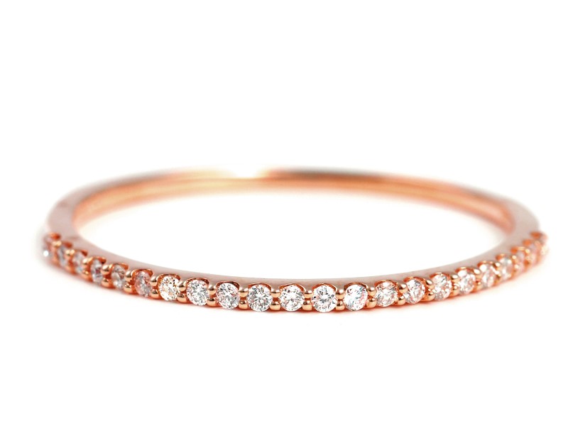 〈 甲府ジュエリー 〉Ｋ18ＰＧダイヤモンド0.08ＣＴ極細リングＲ4004DI-Ｒ