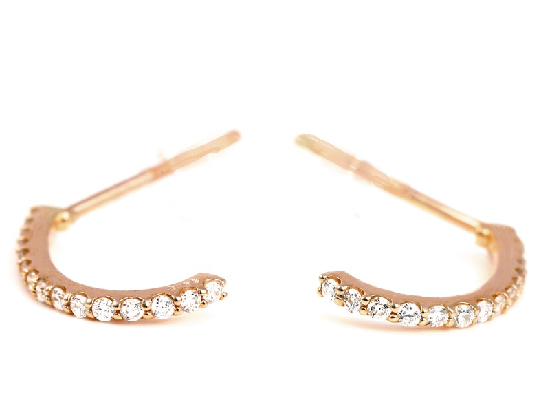 〈 甲府ジュエリー 〉K18ＰＧダイヤモンド極細ラインピアス　E319DI-R