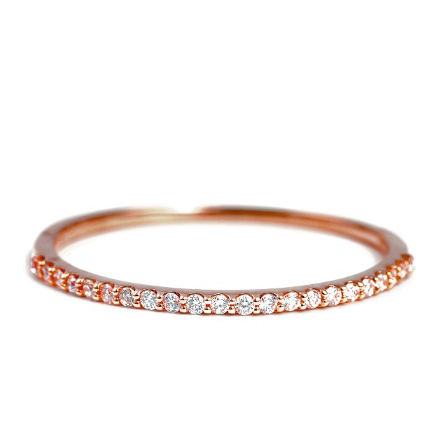 〈 甲府ジュエリー 〉K10PG ダイヤモンド0.08ＣＴ極細リングＲ4004DI-R2