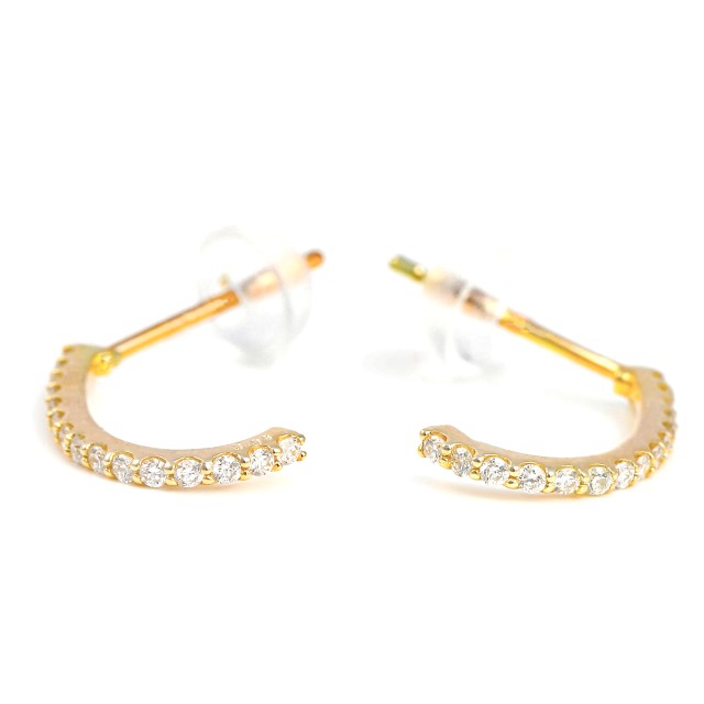 〈 甲府ジュエリー 〉K10YG ダイヤモンド極細ラインピアス　E319DI-Y2