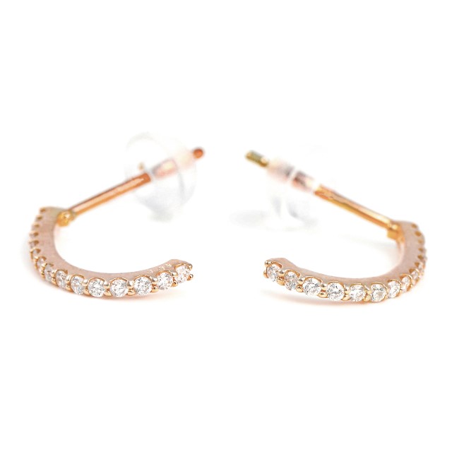 〈 甲府ジュエリー 〉K10PG ダイヤモンド極細ラインピアス　E319DI-R2