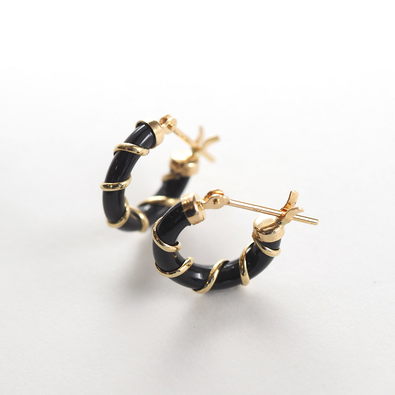 〈 甲府ジュエリー 〉K18 noir/ノワール ピアス(14882)