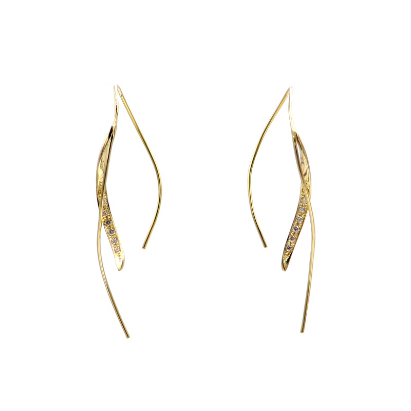 〈 甲府ジュエリー 〉K18 　ダイヤモンド　ゴールド　カーブアメリカンピアス GD-3013