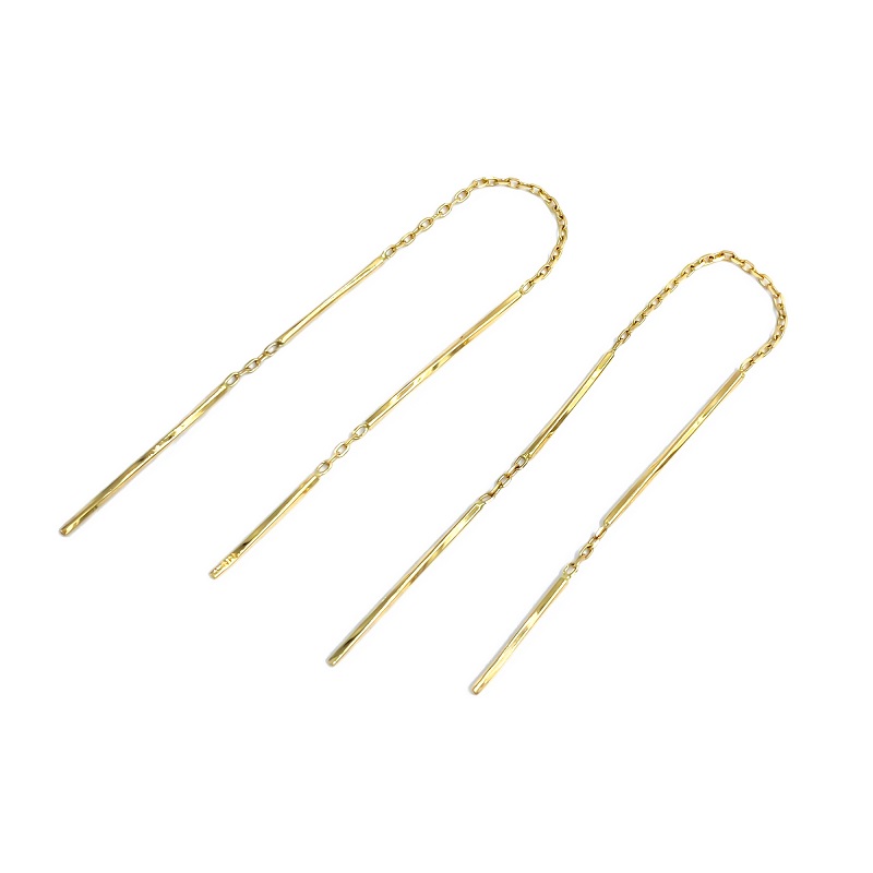 〈 甲府ジュエリー 〉K18　ゴールド　バー＆チェーンアメリカピアスGMJ-1050