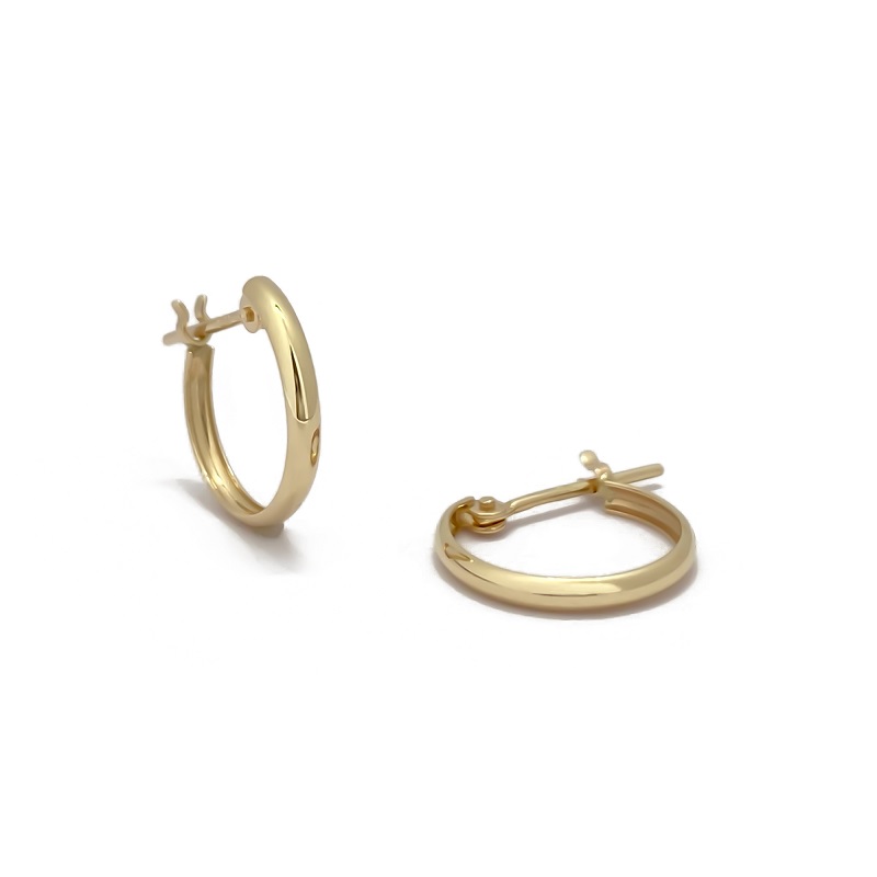 〈 甲府ジュエリー 〉甲丸　小さめ レディース　メンズ　ユニセックス　K10 クロッシングフープピアス　GD-3039